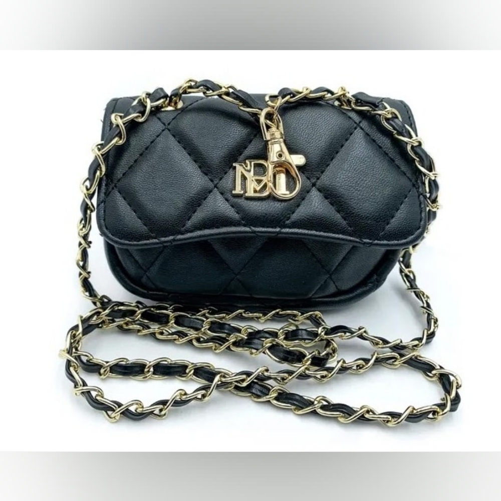 Badgley Mischka Mini Purse w/ Crossbody Strap & Clip Black